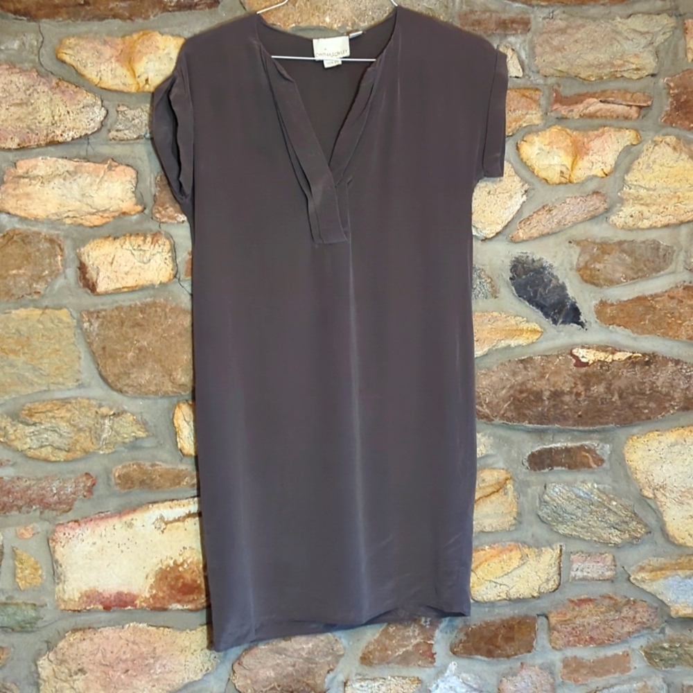 Cynthia Riley gray 100% silk dress